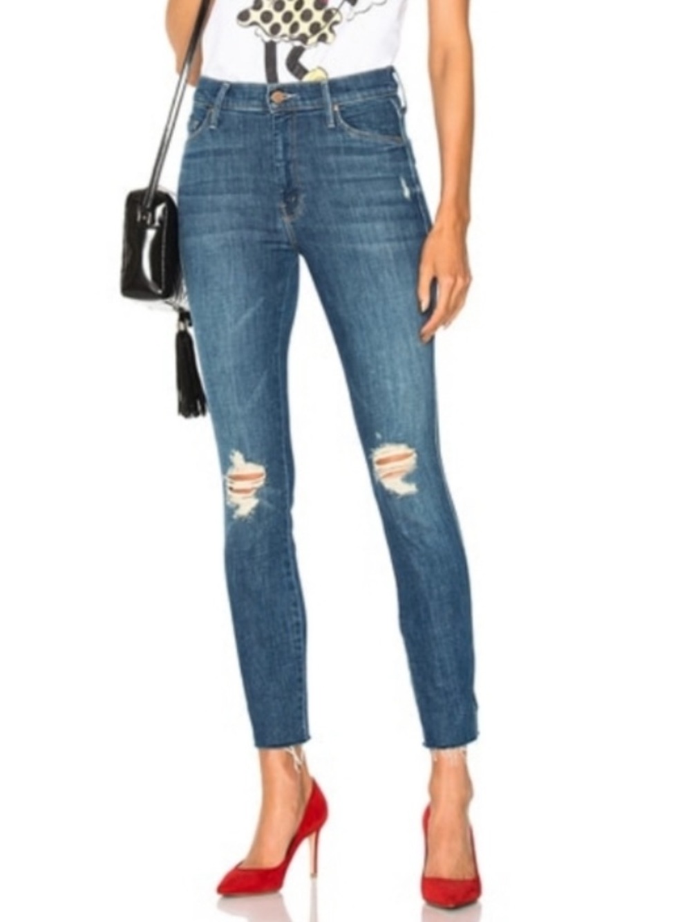 MOTHER The Vamp Fray Crazy Like a Fox Crop Jeans with Raw Hem